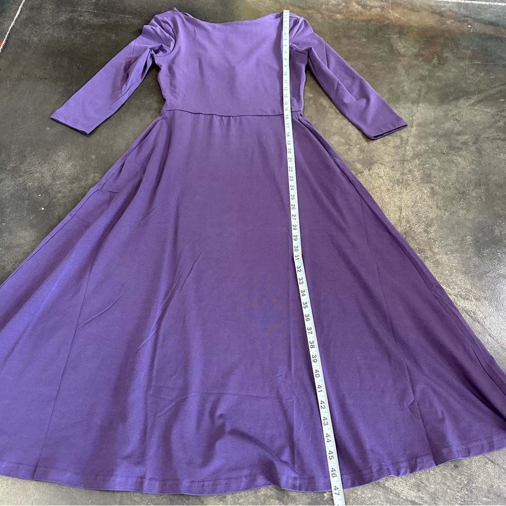 NWT Pact Organic Cotton Fit & Flare Open Twist Back Midi Dress With Pockets